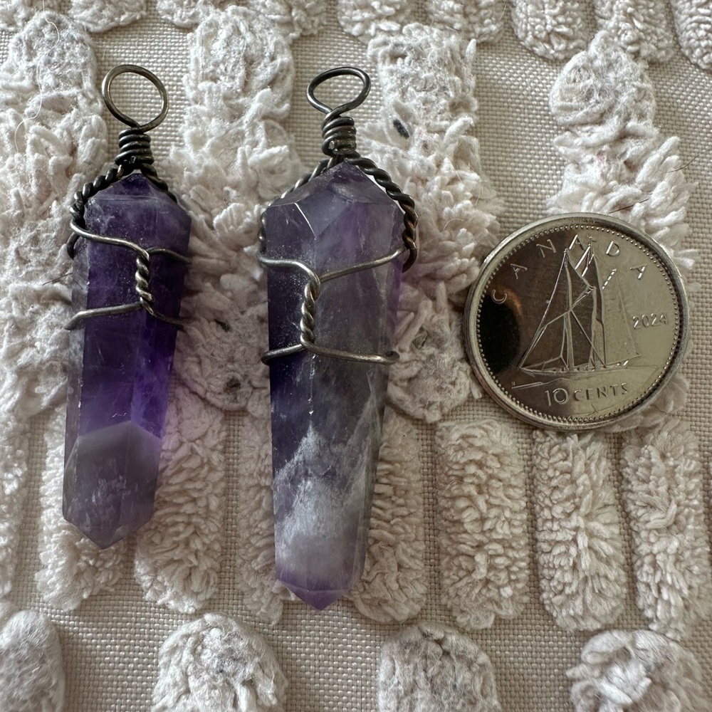 Amethyst Wire-Wrapped Pendant Necklace